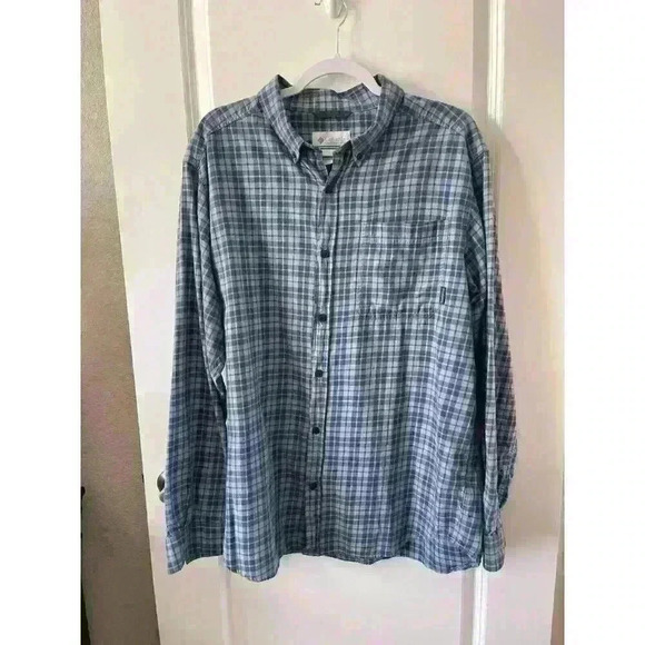 Columbia Shirt Mens Size Large Flannel Button Down Blue Plaid soft outdoors - Picture 1 of 7